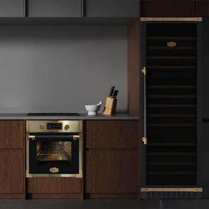 Kaiser Art Deco 3 zone wine cooler in a kitchen beside an oven