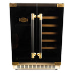 Kaiser Art Deco beer and wine cooler with black leather-covered handles and gold fittings