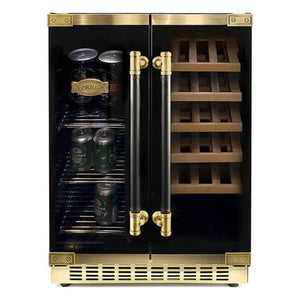 Kaiser Art Deco beer and wine cooler filled with drinks, beer on one side and wine on the other