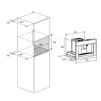 Cut-out and dimension drawing for the Kaiser La Perle Noire built-in coffee machine