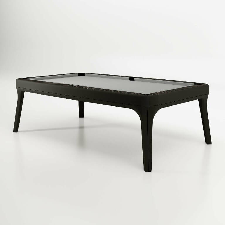 Luxury Dandy pool table in black leather with grey cloth