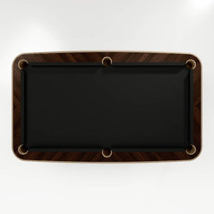 Top view of the Luxury Dandy with black cloth framed by an ebony makassar top rail