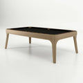 Luxury Dandy leather pool table in beige leather with black cloth and ebony makassar top rail