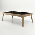 Luxury Dandy leather pool table in beige leather with black cloth and ebony makassar top rail