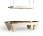 Cream Luxury Newde pool table with a matching light on a white background