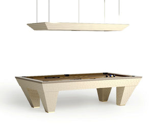 Cream Luxury Newde pool table with a matching light on a white background