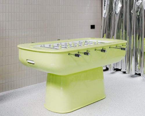 Luxury Oskar football table in lime green gloss lacquer with chrome players