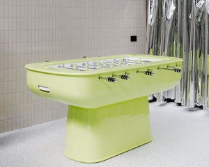 Luxury Oskar football table in lime green gloss lacquer with chrome players