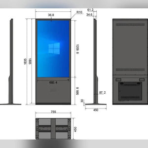 Touchscreen kiosk dimension drawing