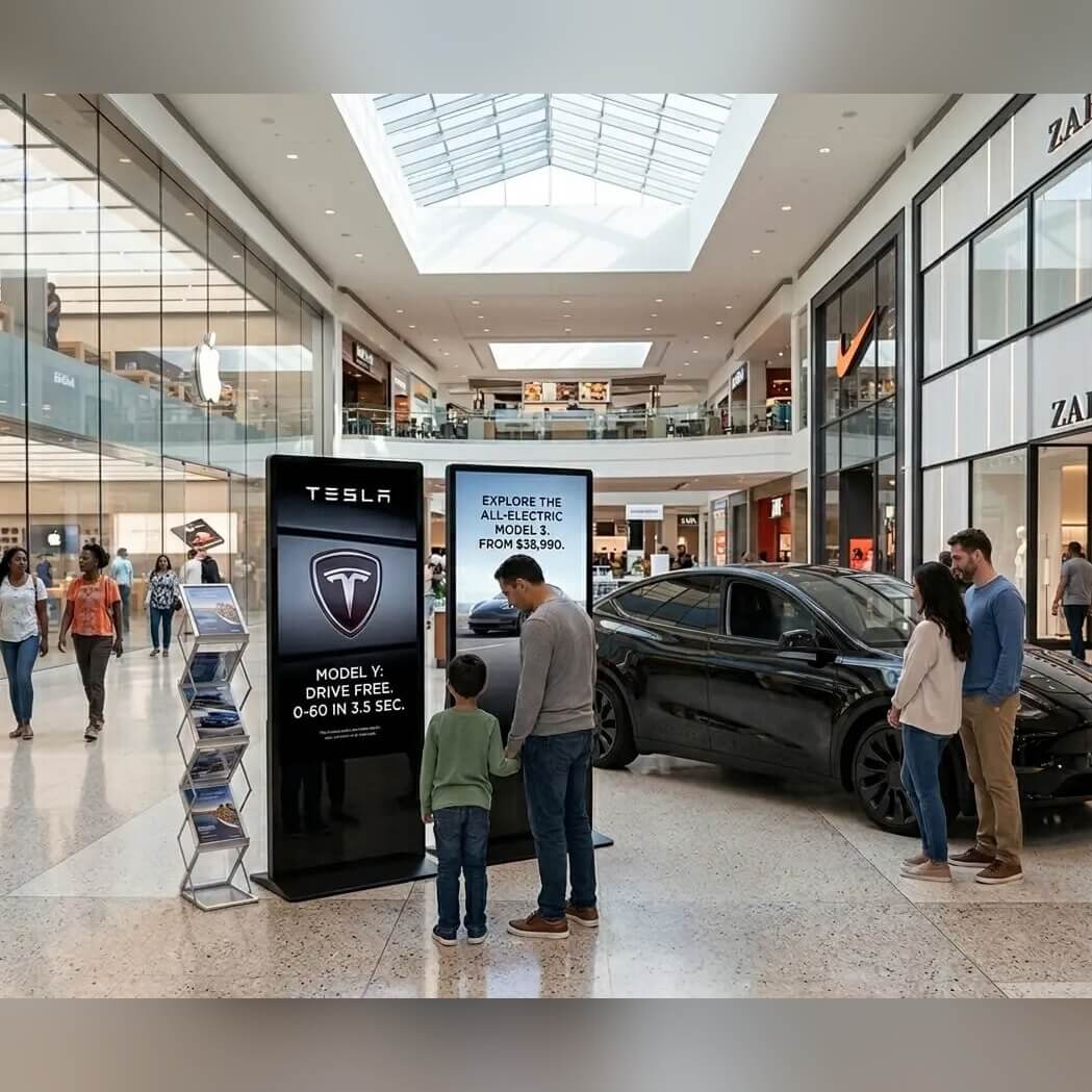 Touchscreen kiosk in a shopping centre