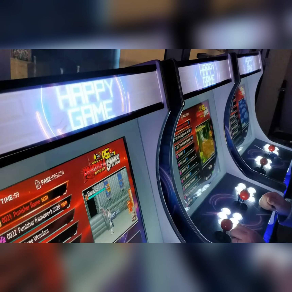 Close-up of the bartop arcade controls