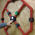 A player hitting a target on the Batak reaction game