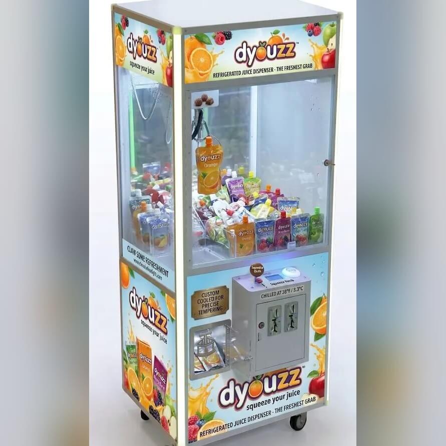 MadeForArcade cooled claw machine filled with snacks and drinks