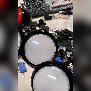 Large light-up target buttons and wiring for a MadeForArcade custom batak wall