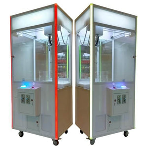 Snowy white and carbon black DIY claw machines side by side