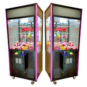 Two carbon black DIY claw machines with LED columns