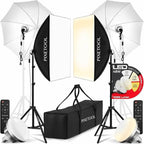 Photo booth lighting kit with softboxes and umbrella
