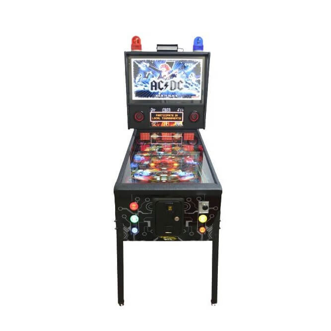 Front view of the FlipperFury VPIN Classic virtual pinball machine with backglass and DMD