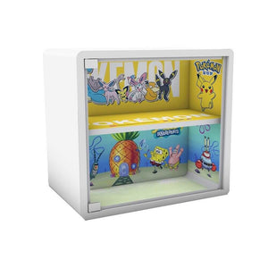 White MadeForArcade two-layer gashapon display case with LED lighting