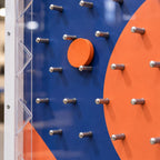Close-up of the Plinko pegs and puck