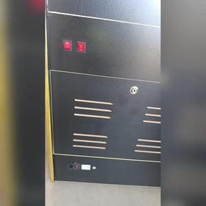 Coin pusher cabinet panel with keyed lock