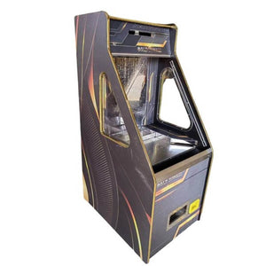 Gold Digger Edition coin pusher cabinet with yellow and black artwork