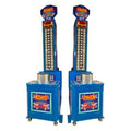 Two blue MadeForArcade Hercules high striker towers