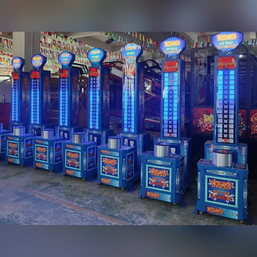 Row of Hercules high striker towers