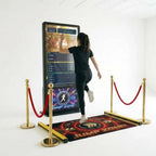 A player jumping in front of the jump rope arcade screen