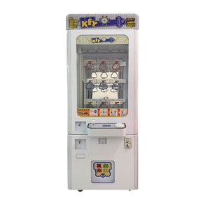 Front of the MadeForArcade Key Master prize game showing its prize bays