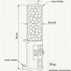 Manual capsule dispenser tower dimension drawing