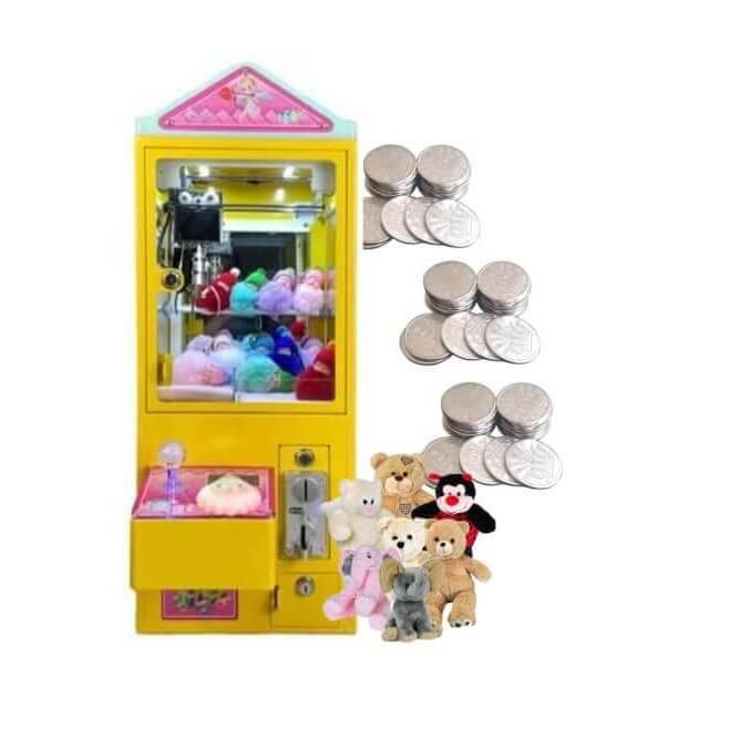 Yellow MadeForArcade mini claw machine for a counter top