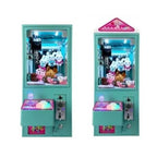 Two teal mini claw machines