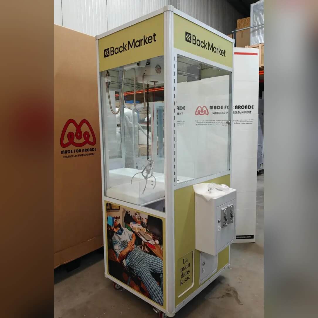Branded claw machine in a showroom