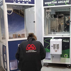 Branded claw machine at an event