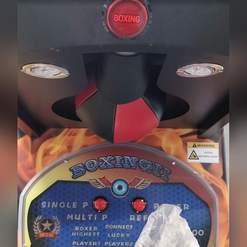Punching ball dropping from the top of the Pro Boxing Machine
