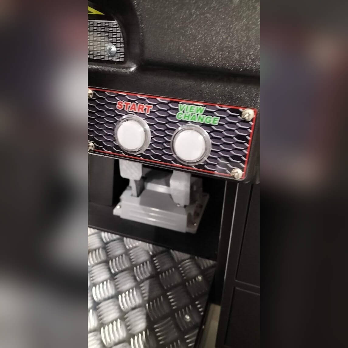 Pedals and controls on the racing simulator