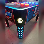 Side view of the Reflex Rush reaction game table with LED lighting