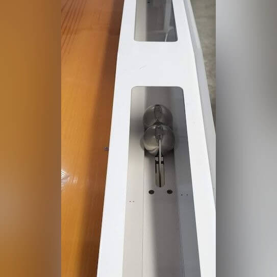 Detail of the skee-ball lane frame