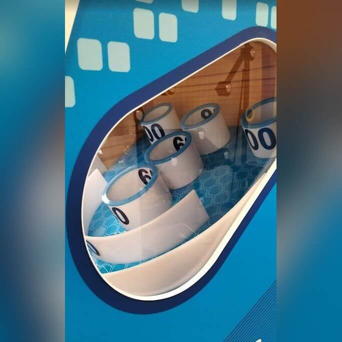 Scoring target end of the skee-ball lane