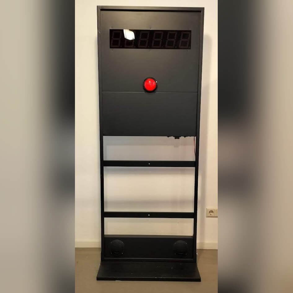 Empty black Stop the Clock totem frame ready for branding