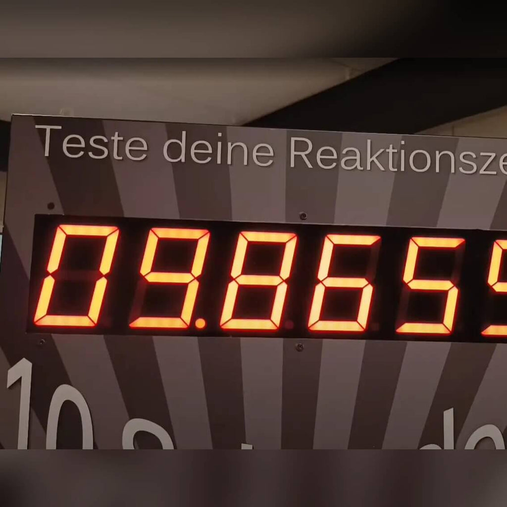 Close-up of the digital timer on the Stop the Clock game