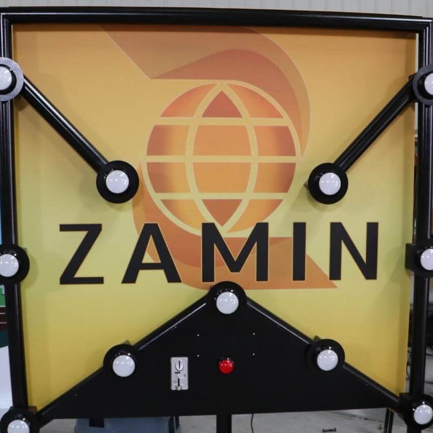 Strike-a-Light batak machine with a branded yellow back panel
