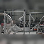 Steel Strike-a-Light frames during construction in the workshop
