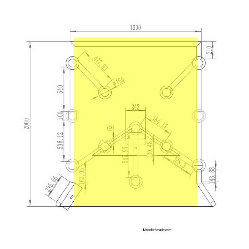 Strike-a-Light large dimension drawing with the branding area marked in yellow