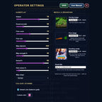 Touchscreen game operator settings screen