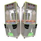 Two white video screen claw machines