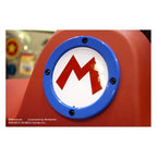 Mario Kart Arcade GP DX seat with Mario logo close up
