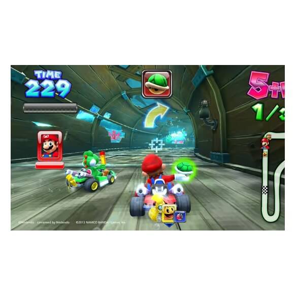 Mario Kart Arcade GP DX gameplay screenshot in a tunnel