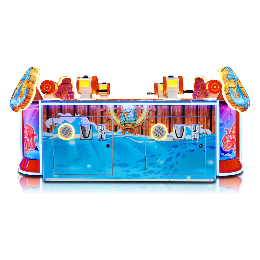 Open Sea Fishing arcade machine viewed from the side at player height